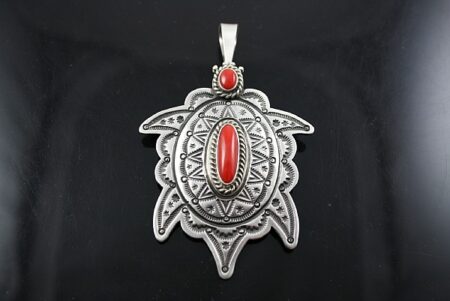 Herman Smith Gem Grade Mediterranean Coral Ingot Turtle Design Pin/Pendant
