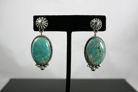La Rose Ganadonegro Rare Carico Lake Spiderweb Turquoise Dangle Post Earrings