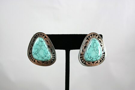 Leonard Nez Rare Number Eight Spiderweb Turquoise Post Earrings