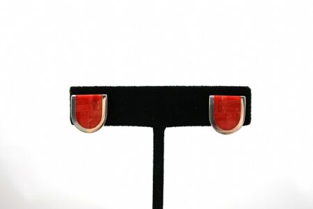 Jim Harrison Gem Grade Coral Inlay Post Earrings