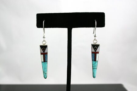 Jim Harrison Multicolor Inlay Dangle Earrings