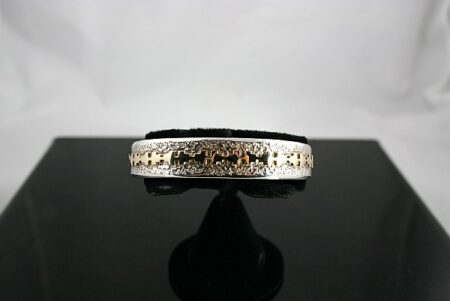 Alfred Joe Solid 14K Gold Over Sterling Silver Navajo Rug Pattern Design Bracelet