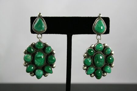 Calvin Martinez High Grade Broken Arrow Varascite Cluster Ingot Earrings