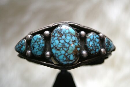 Rare Gem Grade Lone Mountain Spiderweb Turquoise Ingot Bracelet