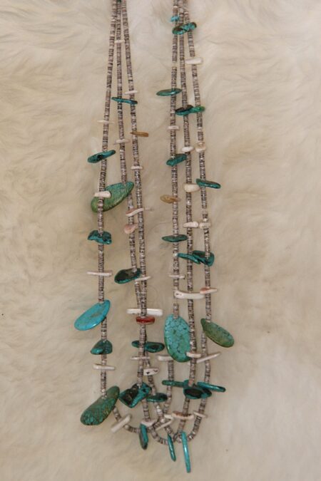 Santo Domingo Olive Shell and Turquoise Necklace