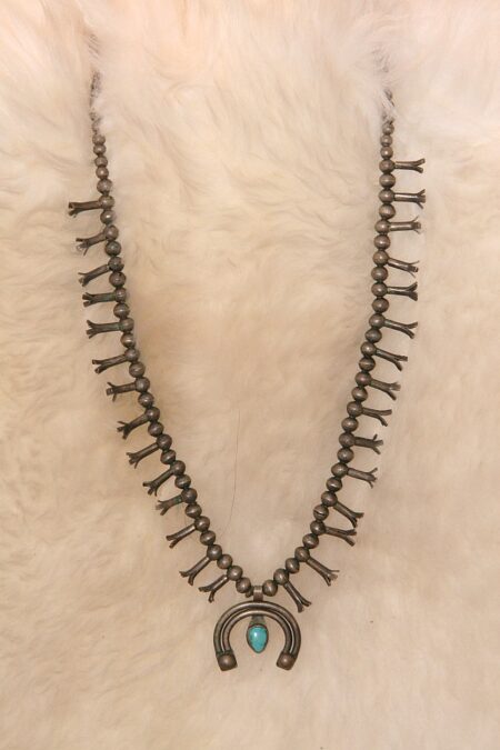 Rare Royal Blue Turquoise Squash Blossom Necklace