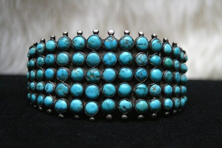 Rare Gem Grade Lone Mountain Turquoise Ingot Row Bracelet