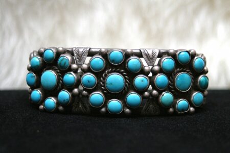 Rare Gem Grade Lone Mountain Turquoise Cluster Ingot Bracelet