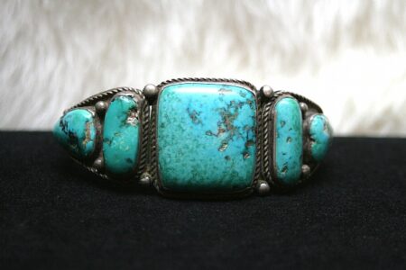 Rare Blue Gem Turquoise Hammered Ingot Bracelet