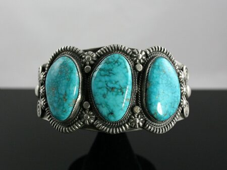 Calvin Martinez Old Rare Carico Lake Spiderweb Turquoise Ingot Bracelet