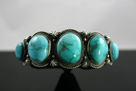 Calvin Martinez Rare Carico Lake Turquoise Ingot Row Bracelet