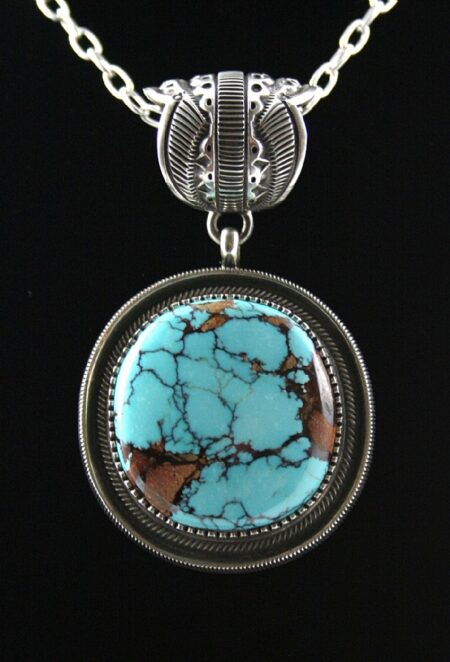 Terry Martinez Rare Gem Grade Montezuma Turquoise Ingot Pendant