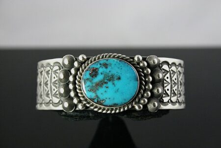 Herman Smith Rare High Grade Candelaria Turquoise Ingot Bracelet