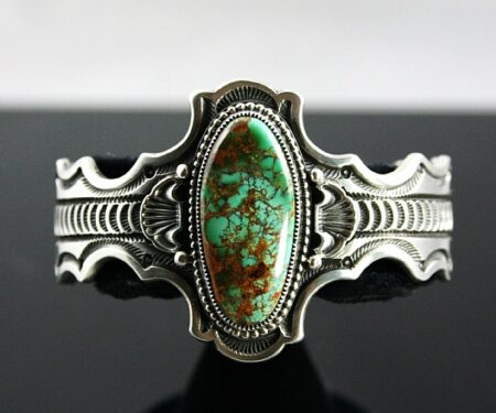 Sammie Kescoli Begay High Grade Royston Spiderweb Turquoise Ingot Bracelet