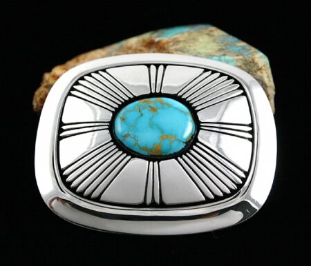 Alfred Joe Rare Royal Blue Turquoise Sun Burst Design Belt Buckle
