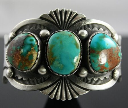 Sammie Kescoli Begay High Grade Royston Turquoise Tufa Cast Bracelet