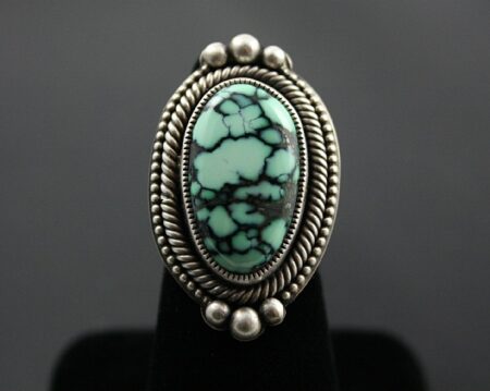 Sammie Kescoli Begay High Grade Peacock Varascite Ingot Ring