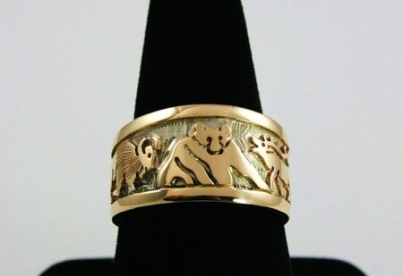 Watson Honanie Solid 14K Gold Over Sterling Silver Wilderness Scene Ring