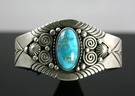Calvin Martinez Rare High Grade Blue Gem Turquoise Ingot Bracelet