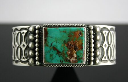 Herman Smith High Grade Royston Turquoise Hammered Ingot Bracelet