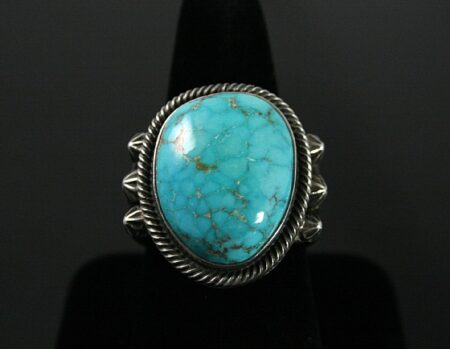 Terry Martinez High Grade Kingman Spiderweb Turquoise Ingot Ring