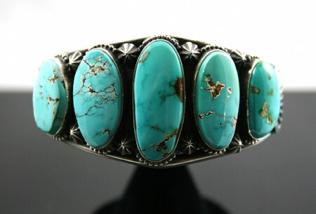Terry Martinez Rare High Grade Aztec Turquoise Row Bracelet