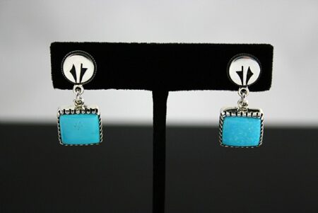 Ramon Dalangyawma Rare High Grade Blue Gem Turquoise Dangle Earrings