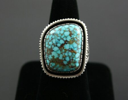 Calvin Martinez High Grade Turquoise Mountain Spiderweb Turquoise Ingot Ring