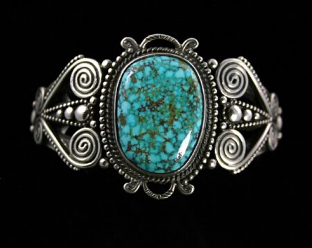 Calvin Martinez High Grade Turquoise Mountain Spiderweb Turquoise Ingot Bracelet