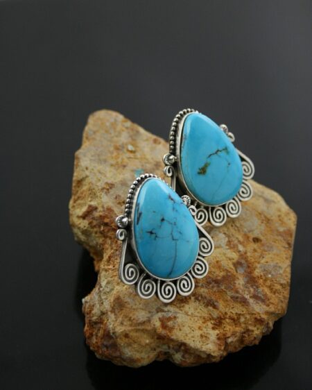 Terry Martinez Rare Gem Grade Blue Gem Turquoise Earrings