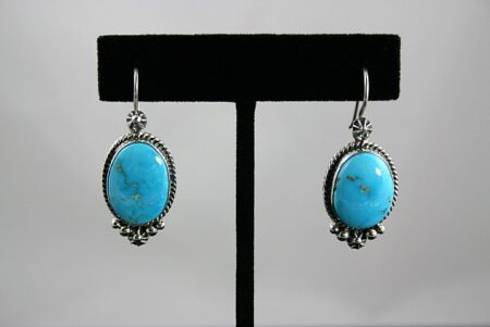 Andy Cadman Rare Gem Grade Blue Gem Turquoise Dangle Earrings