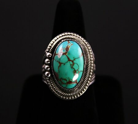 Sammie Kescoli Begay Rare Gem Grade Aztec Turquoise Ingot Ring