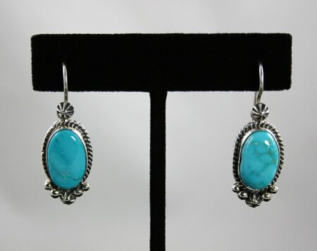 Andy Cadman Rare Gem Grade Blue Gem Turquoise Dangle Earrings