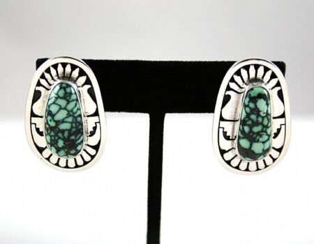 Leonard Nez High Grade New Lander Spiderweb Varascite Overlay Earrings