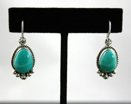 Andy Cadman Rare High Grade Blue Gem Turquoise Dangle Earrings