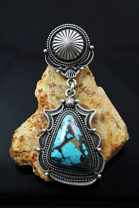 Sammie Kescoli Begay Rare Gem Grade Montezuma Turquoise Ingot Pendant