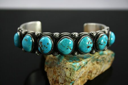 Calvin Martinez Rare High Grade Easter Blue Turquoise Ingot Bracelet