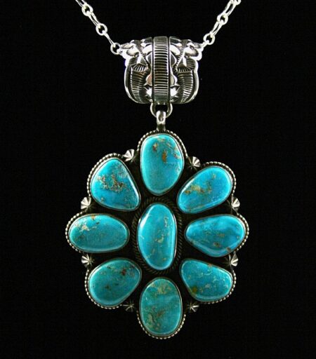 Terry Martinez Rare High Grade Blue Gem Turquoise Cluster Pendant