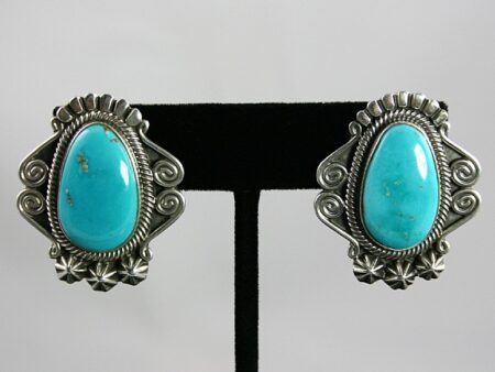 Terry Martinez Rare High Grade Blue Gem Turquoise Earrings