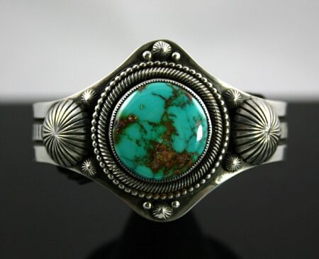 Sammie Kescoli Begay Rare Gem Grade Aztec Turquoise Ingot Bracelet