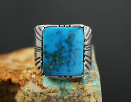 Leonard Nez Rare Gem Grade Blue Gem Turquoise Ring