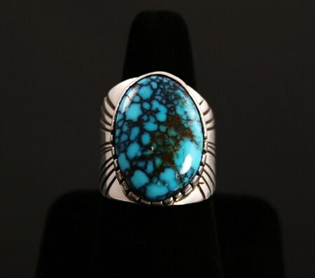Leonard Nez Rare Gem Grade Godber Burnham Spiderweb Turquoise Ring
