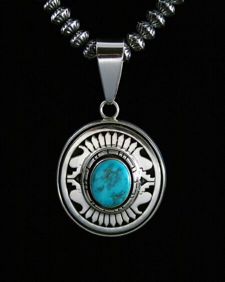 Leonard Nez Rare High Grade Lone Mountain Turquoise Pendant