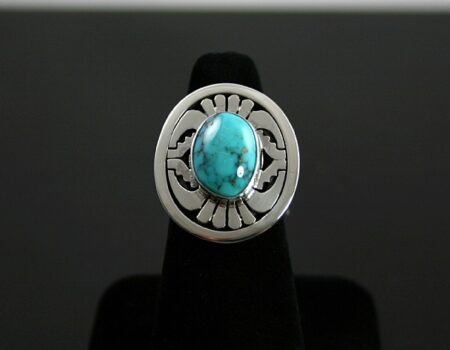 Leonard Nez Rare High Grade Lone Mountain Turquoise Ring