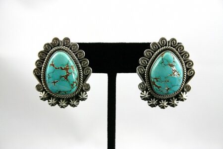 Terry Martinez Rare High Grade Aztec Turquoise Earrings