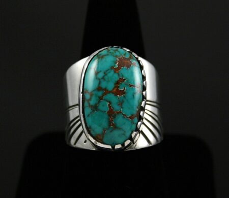 Leonard Nez Rare Gem Grade Aztec Spiderweb Turquoise Ring