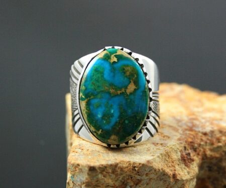 Leonard Nez Rare Gem Grade Blue Gem Turquoise Ring