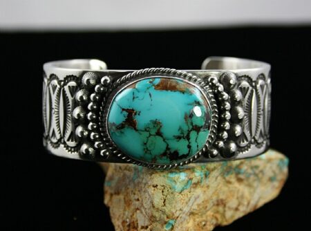 Herman Smith Rare Gem Grade Aztec Turquoise Ingot Bracelet