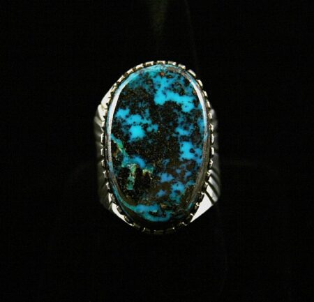 Leonard Nez Rare Gem Grade Pilot Mountain Turquoise Ring