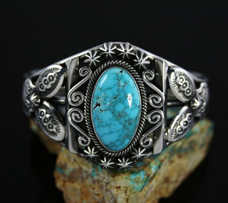 Terry Martinez Rare Carico Lake Spiderweb Turquoise Bracelet